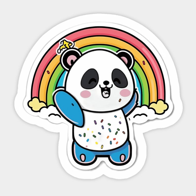 Cute Cartoon Panda Rainbow Colourful Funny Kawaii Sticker by kiddo200